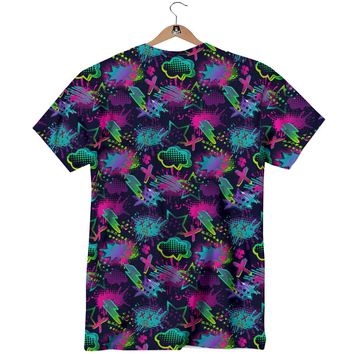 Abstract Graffiti Emoji Print Pattern T-Shirt-grizzshop