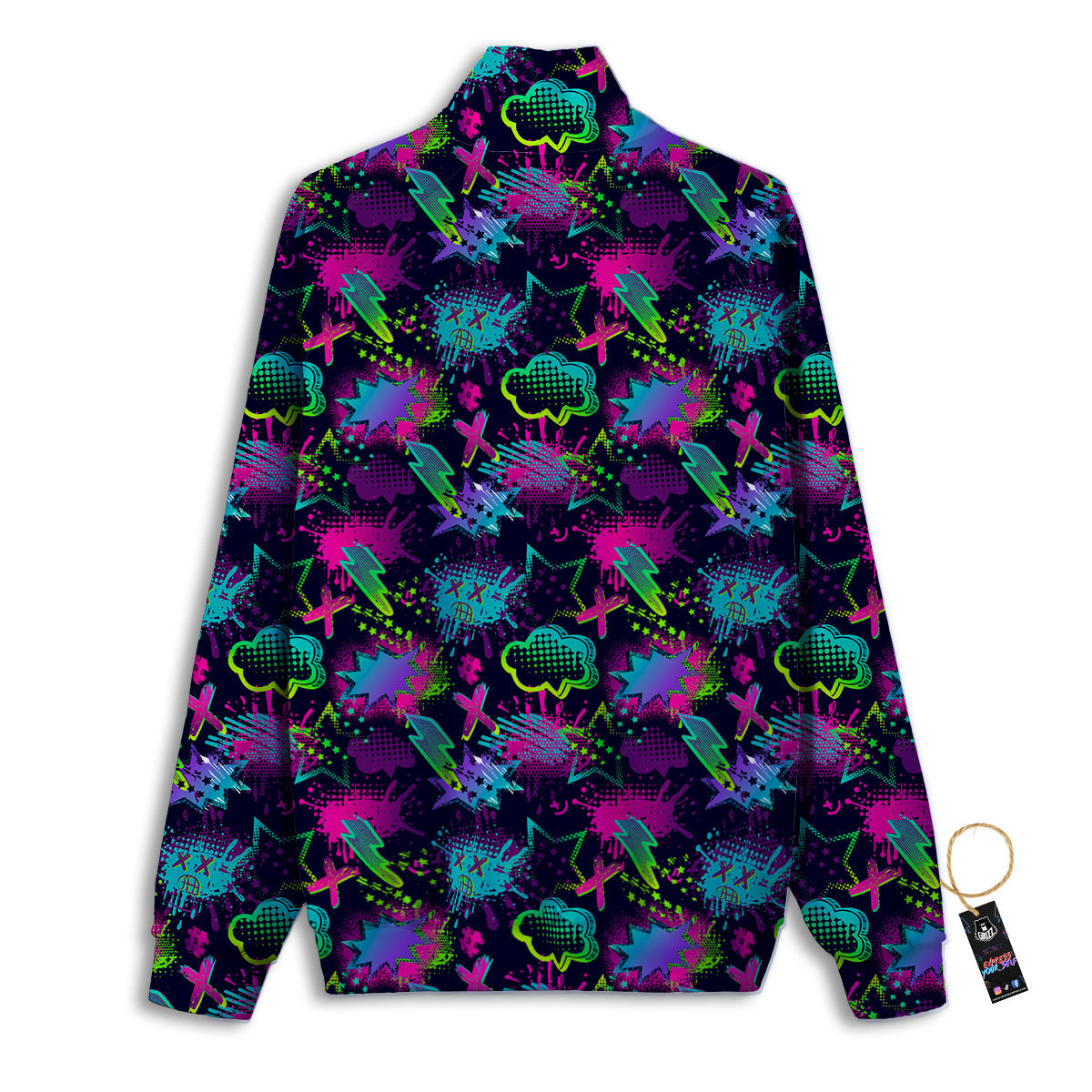 Abstract Graffiti Emoji Print Pattern Track Jacket-grizzshop