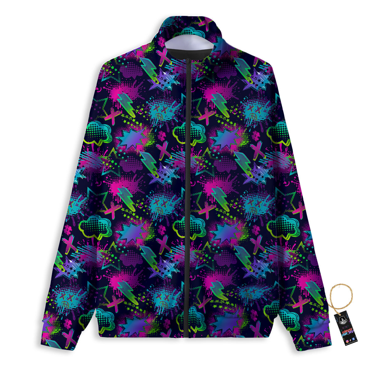 Abstract Graffiti Emoji Print Pattern Track Jacket-grizzshop