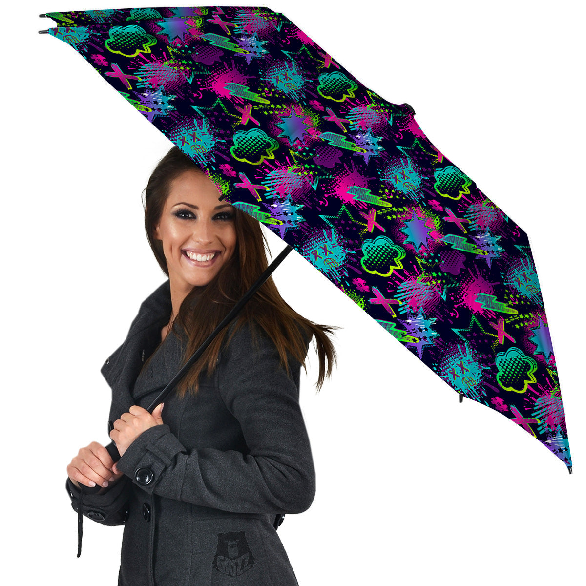 Abstract Graffiti Emoji Print Pattern Umbrella-grizzshop