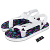 Abstract Graffiti Emoji Print Pattern White Open Toe Sandals-grizzshop