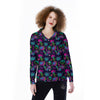 Abstract Graffiti Emoji Print Pattern Women's Long Sleeve Shirts-grizzshop