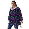 Abstract Graffiti Emoji Print Pattern Women's Sherpa Jacket-grizzshop