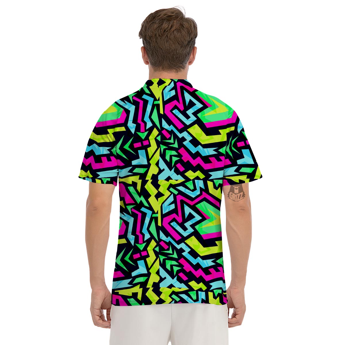 Abstract Graffiti Geometric Men's Golf Shirts-grizzshop