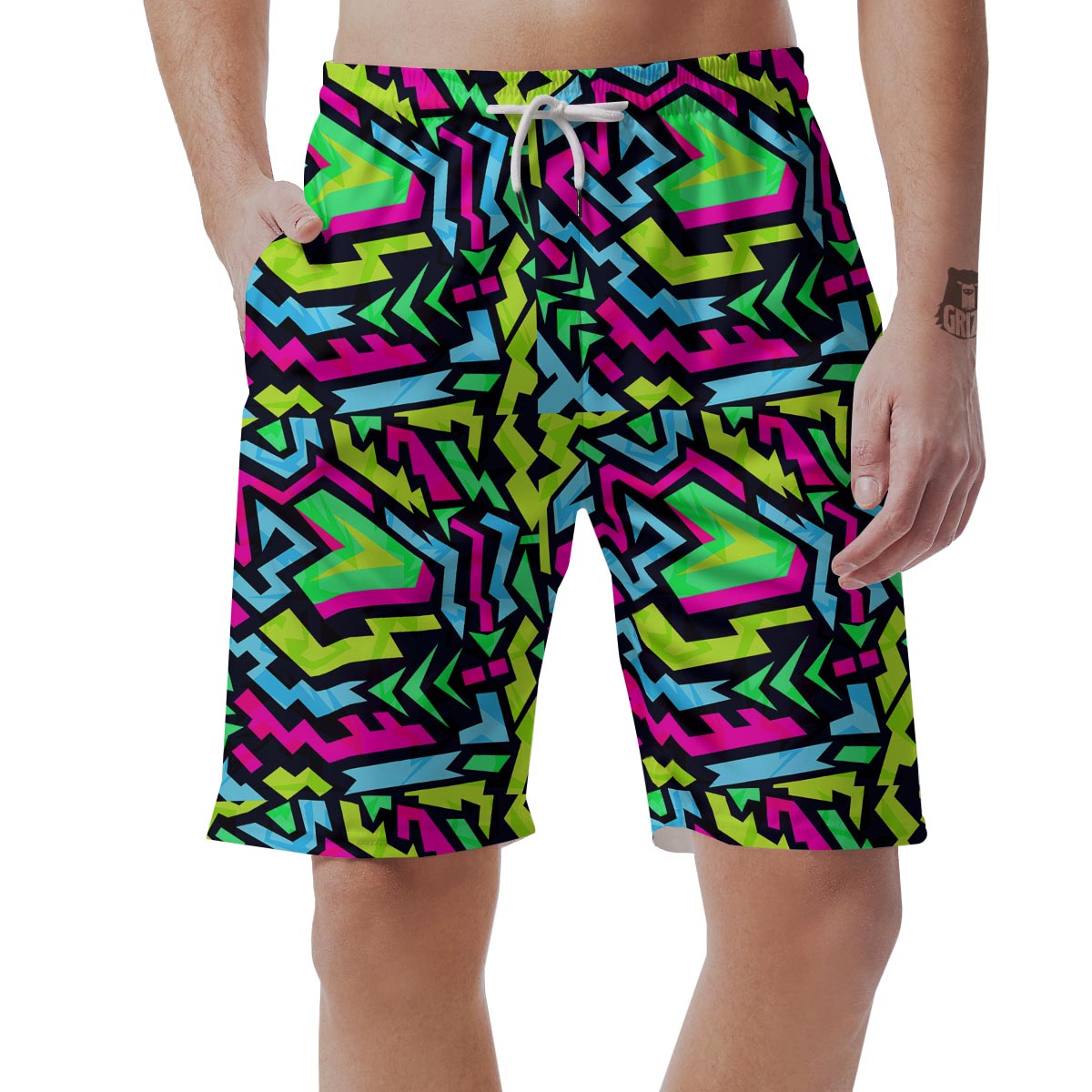 Abstract Graffiti Geometric Men's Shorts-grizzshop