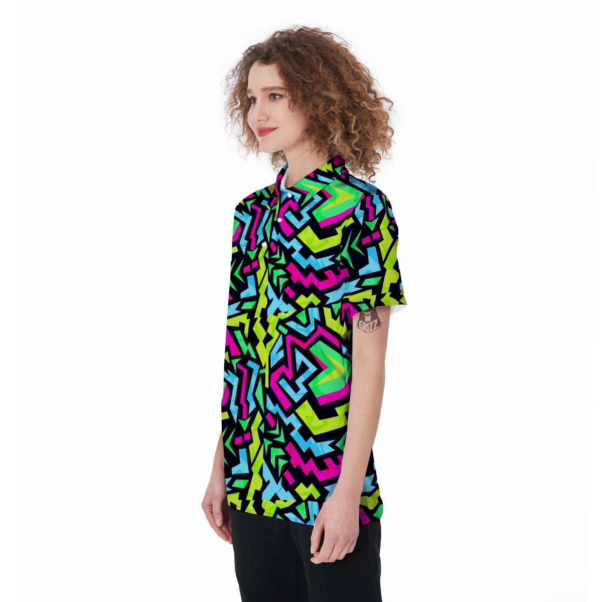 Abstract Graffiti Geometric Women's Golf Shirts-grizzshop