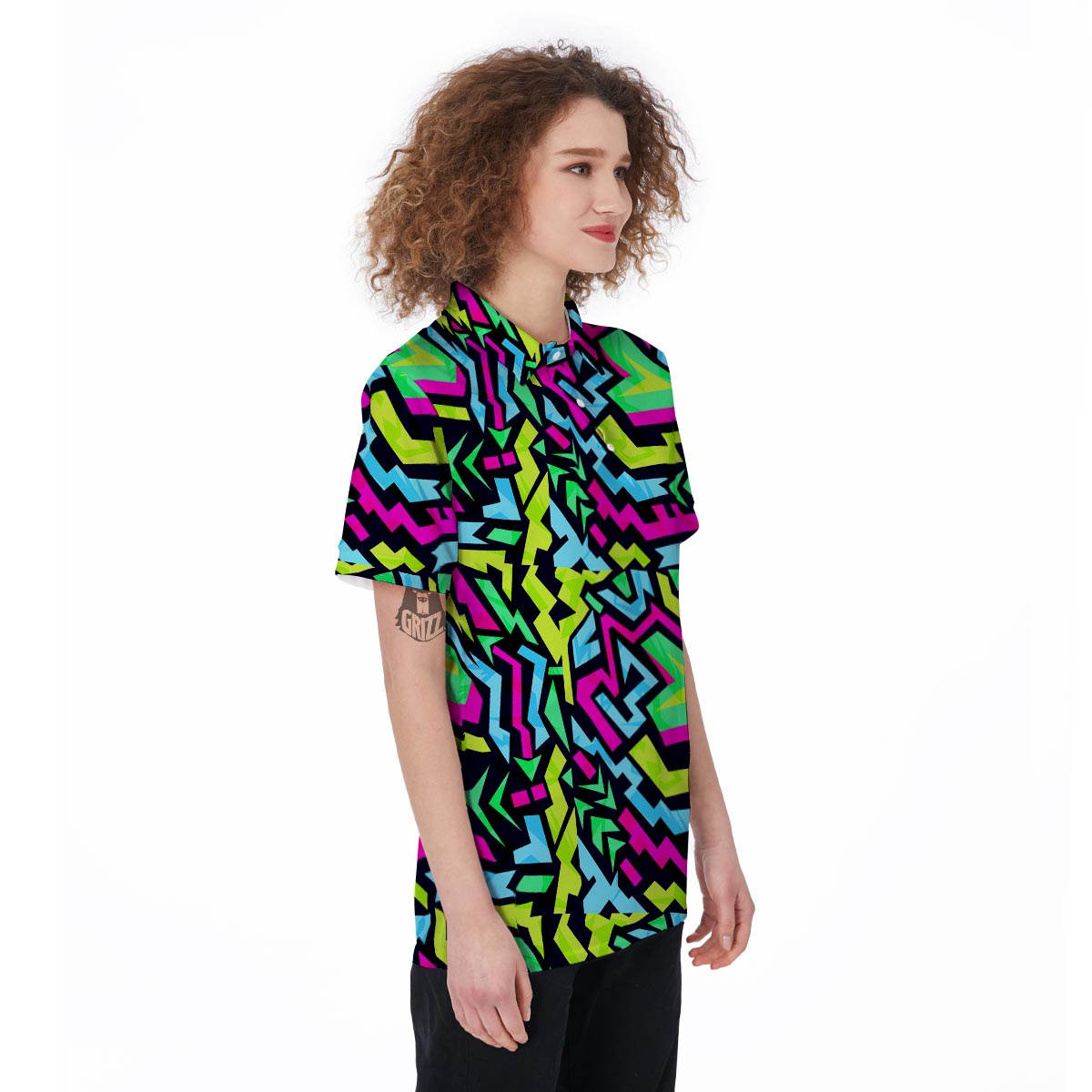 Abstract Graffiti Geometric Women's Golf Shirts-grizzshop