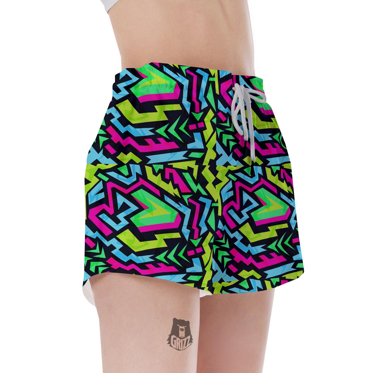 Abstract Graffiti Geometric Women's Shorts-grizzshop