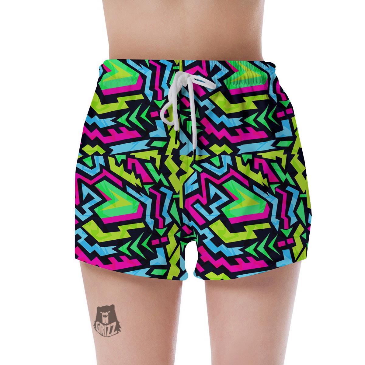 Abstract Graffiti Geometric Women's Shorts-grizzshop