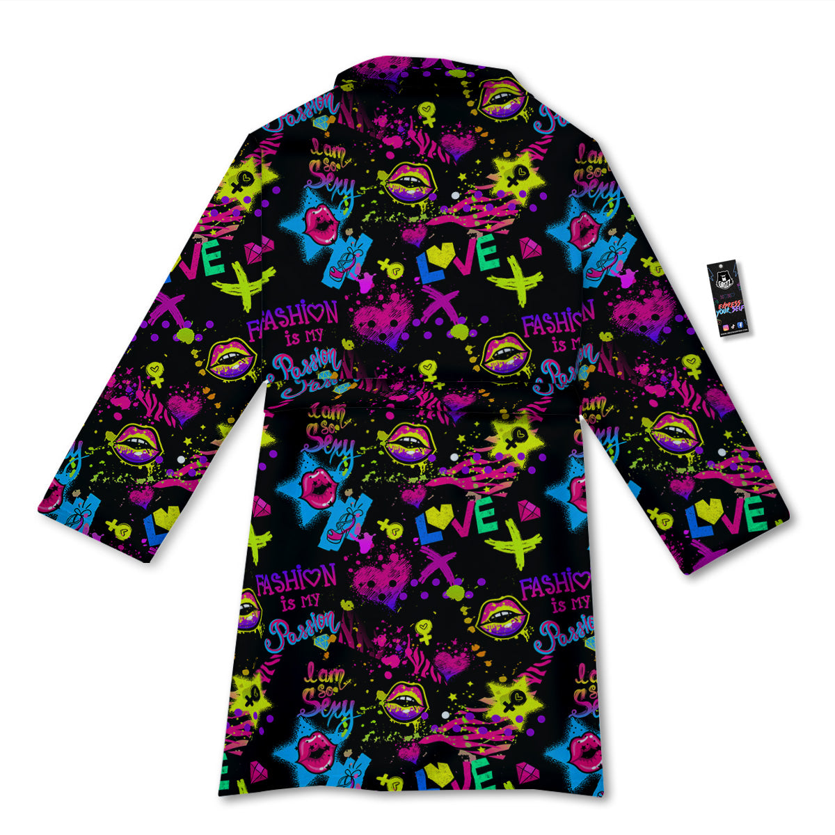 Abstract Graffiti Girlish Spray Paint Print Pattern Bathrobe-grizzshop