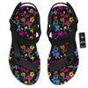 Abstract Graffiti Girlish Spray Paint Print Pattern Black Open Toe Sandals-grizzshop