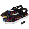 Abstract Graffiti Girlish Spray Paint Print Pattern Black Open Toe Sandals-grizzshop