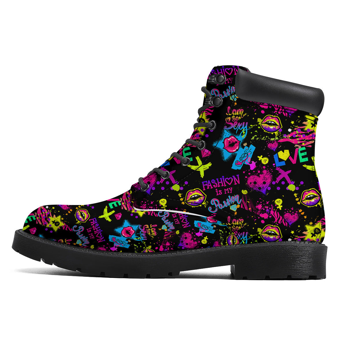 Abstract Graffiti Girlish Spray Paint Print Pattern Boots-grizzshop