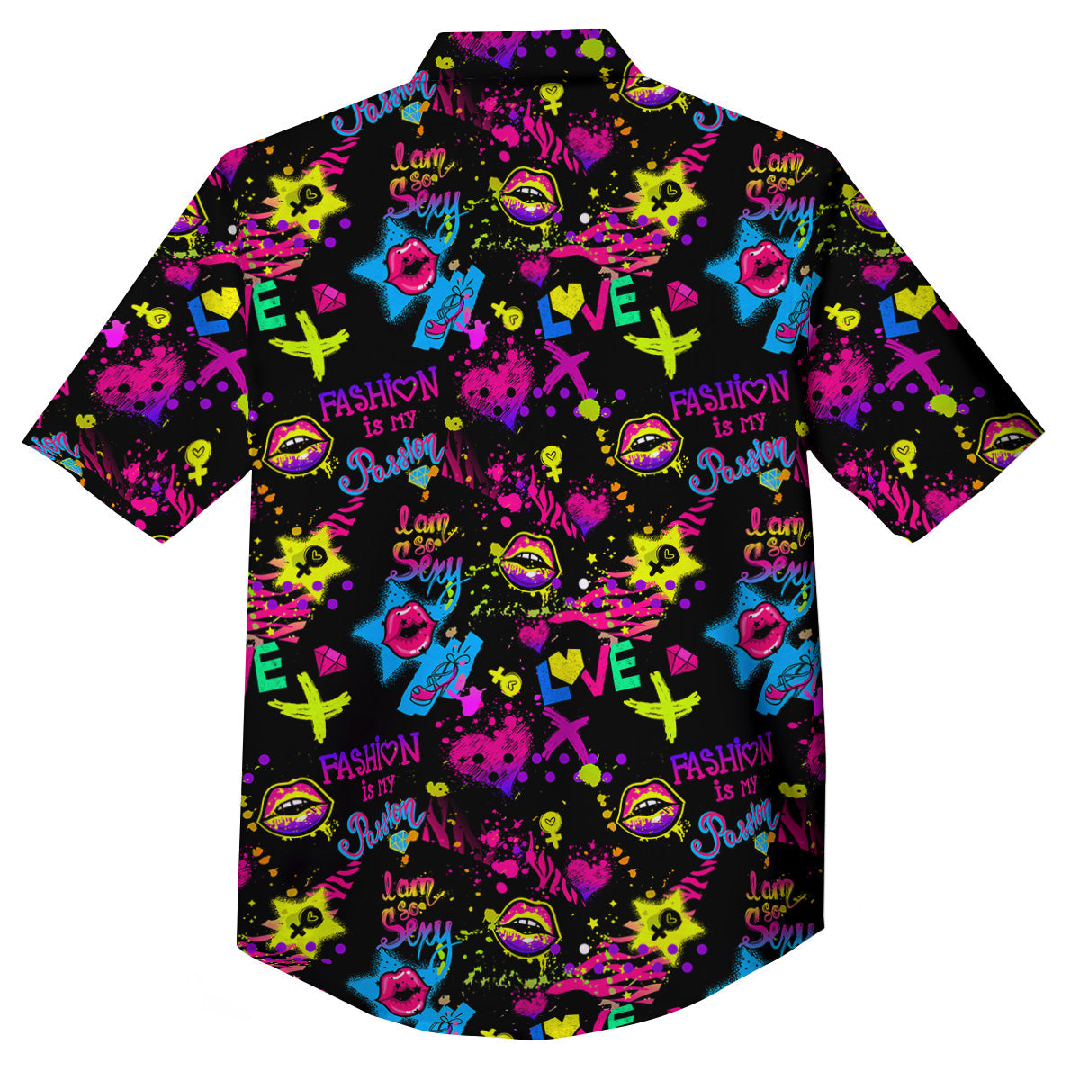 Abstract Graffiti Girlish Spray Paint Print Pattern Button Up Shirt-grizzshop