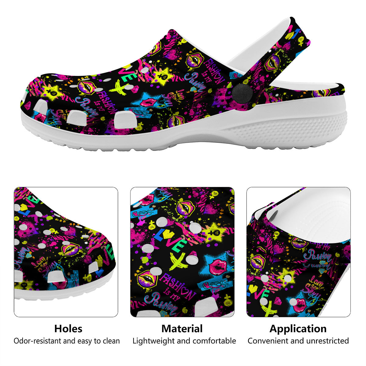 Abstract Graffiti Girlish Spray Paint Print Pattern Clog-grizzshop