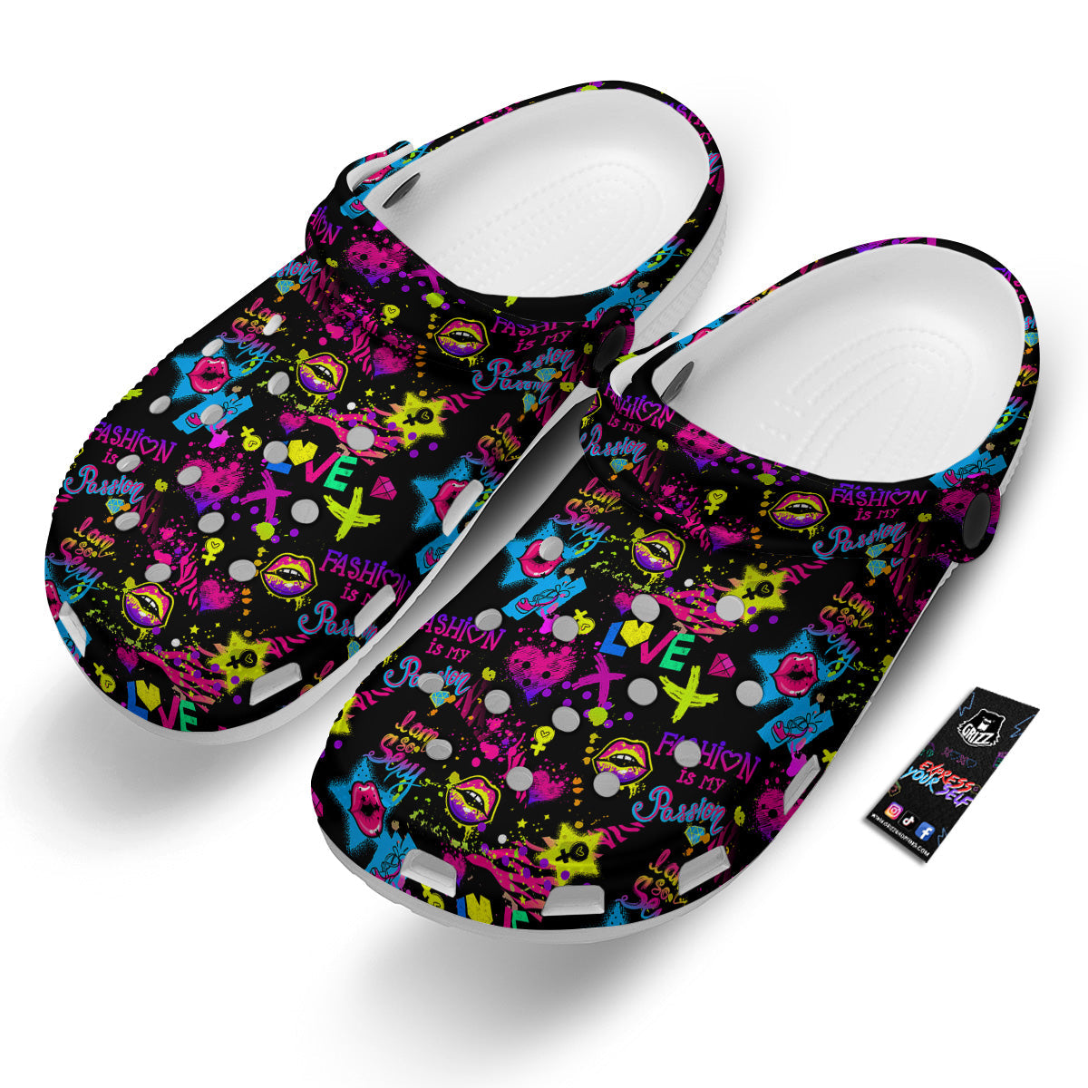 Abstract Graffiti Girlish Spray Paint Print Pattern Clog-grizzshop