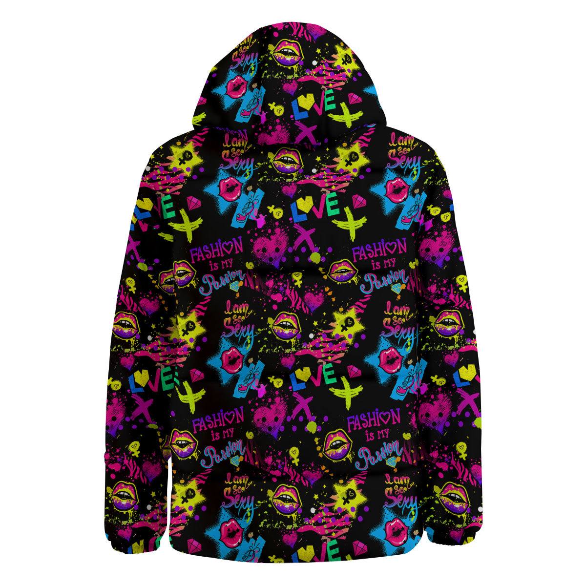 Abstract Graffiti Girlish Spray Paint Print Pattern Down Jacket-grizzshop