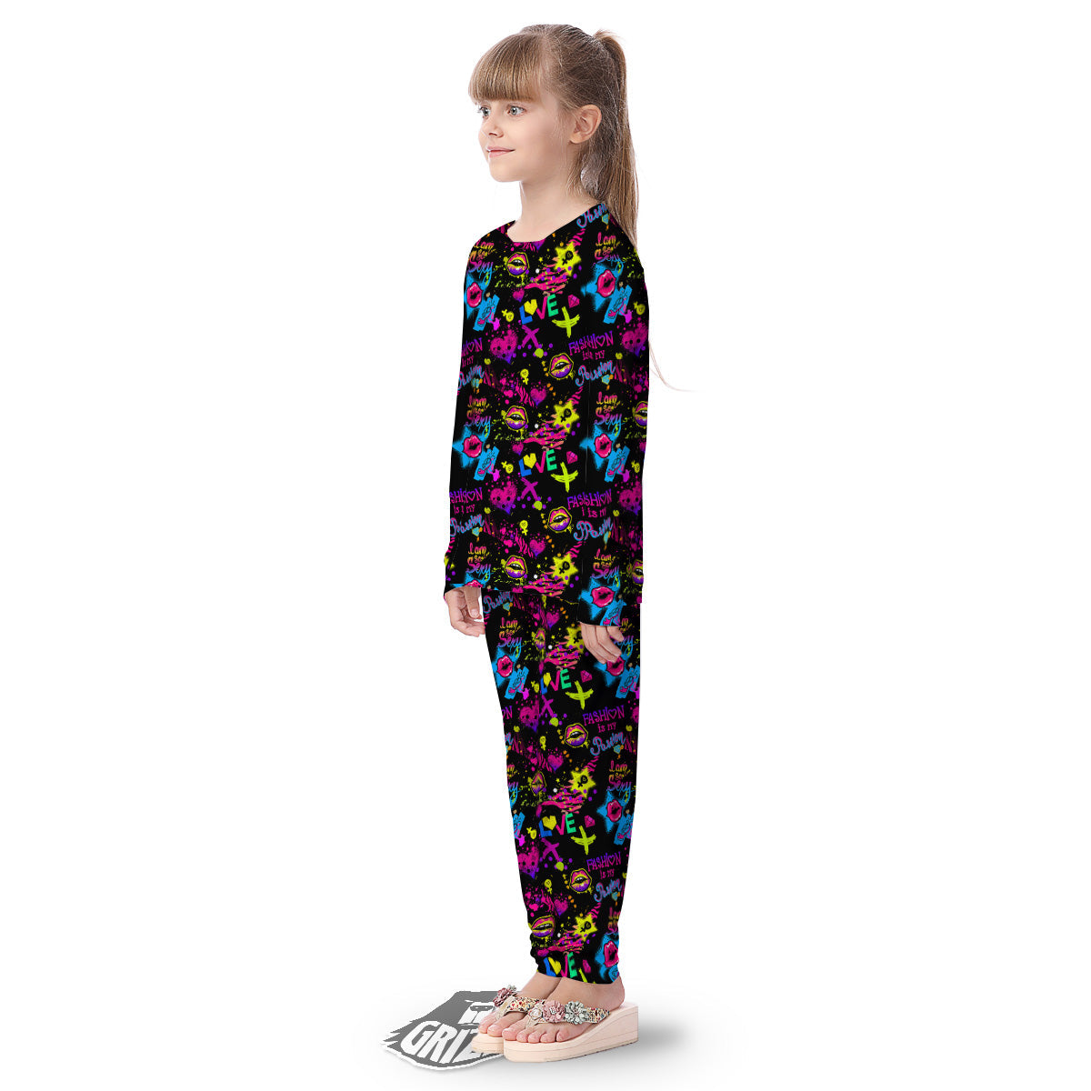 Abstract Graffiti Girlish Spray Paint Print Pattern Kid's Pajamas-grizzshop