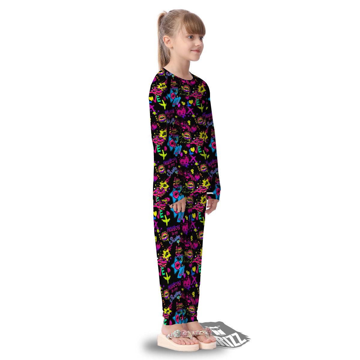 Abstract Graffiti Girlish Spray Paint Print Pattern Kid's Pajamas-grizzshop