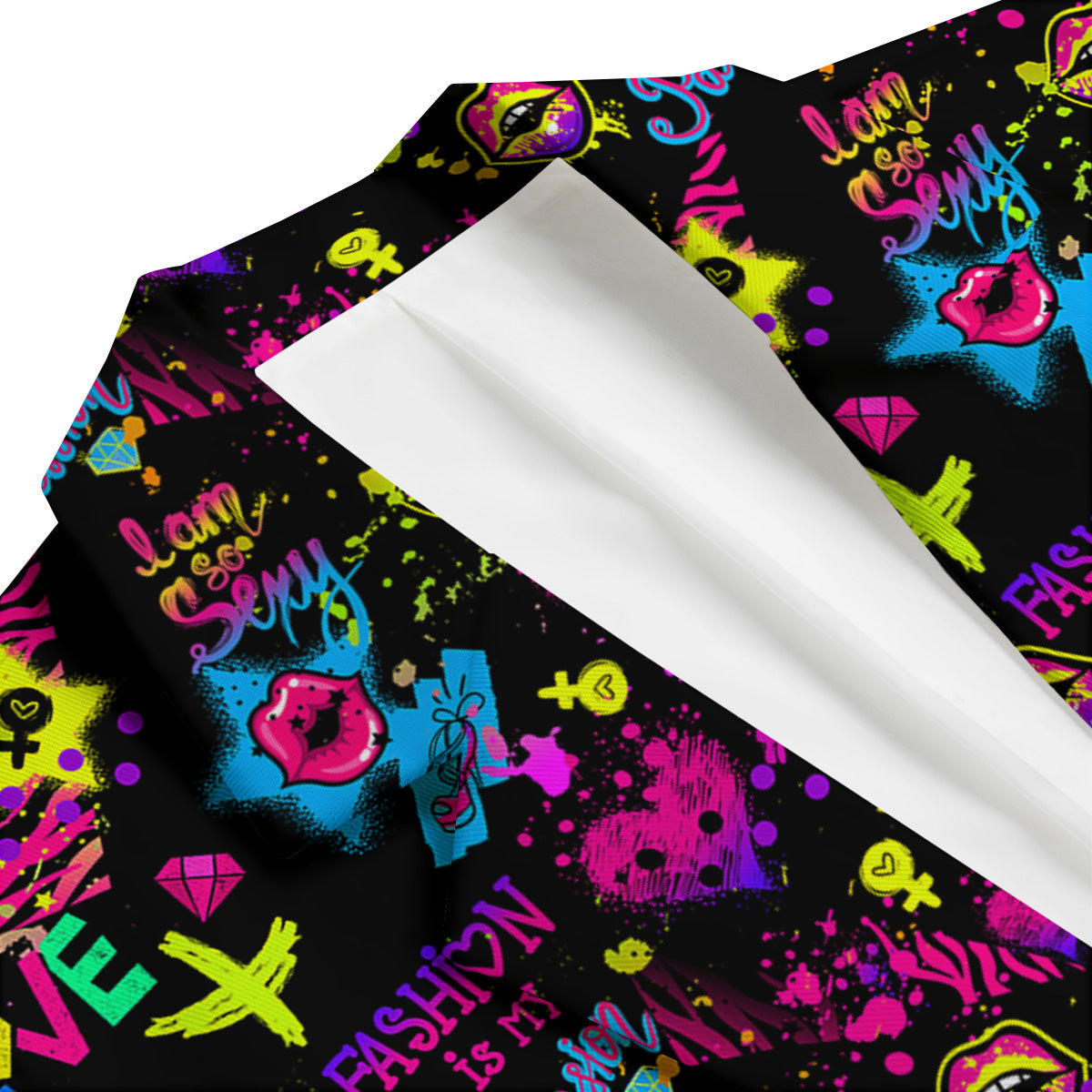 Abstract Graffiti Girlish Spray Paint Print Pattern Men's Blazer-grizzshop