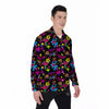 Abstract Graffiti Girlish Spray Paint Print Pattern Men's Long Sleeve Shirts-grizzshop