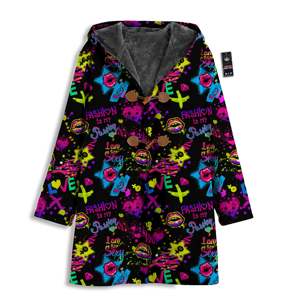 Abstract Graffiti Girlish Spray Paint Print Pattern Men's Windbreaker Jacket-grizzshop