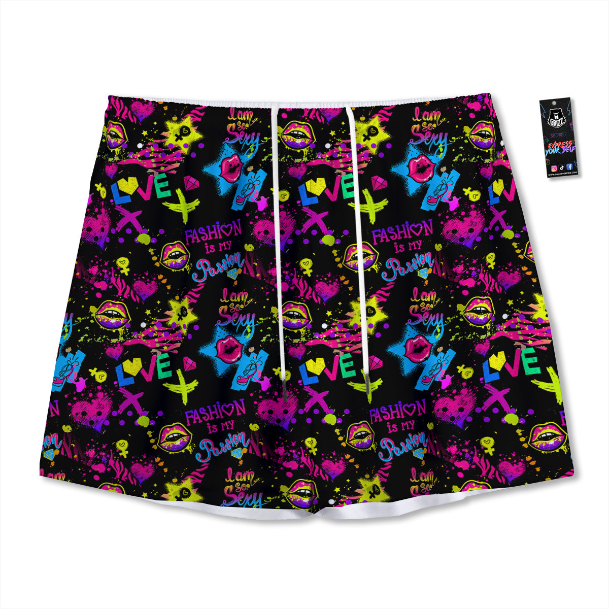 American Flag Eagle Print Mesh Shorts