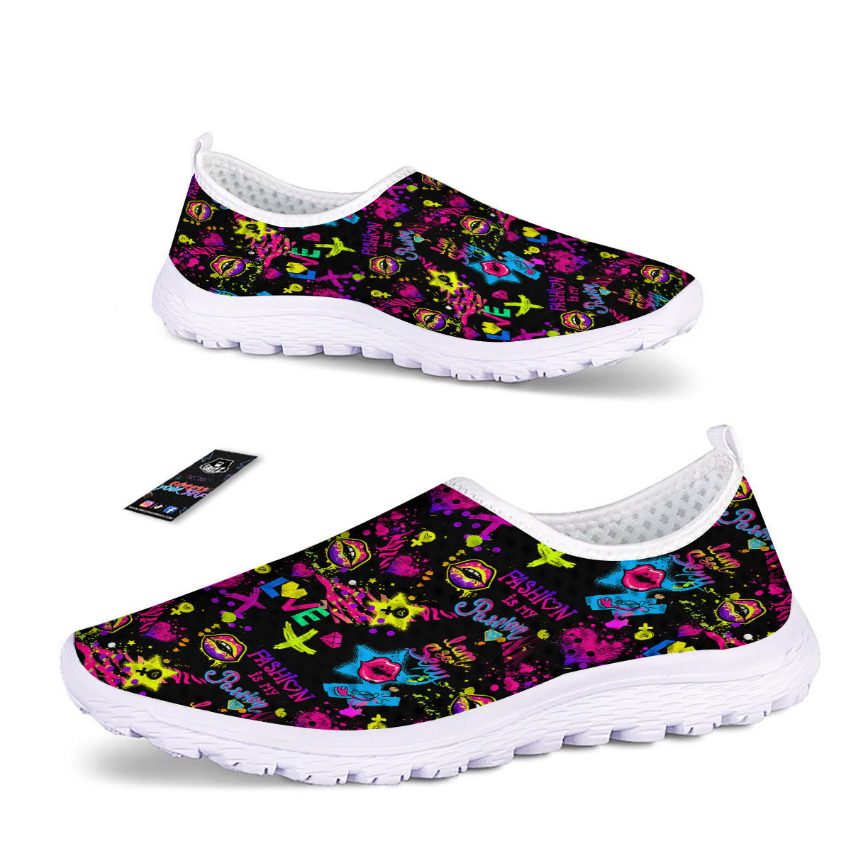 Abstract Graffiti Girlish Spray Paint Print Pattern Nurse Shoes-grizzshop