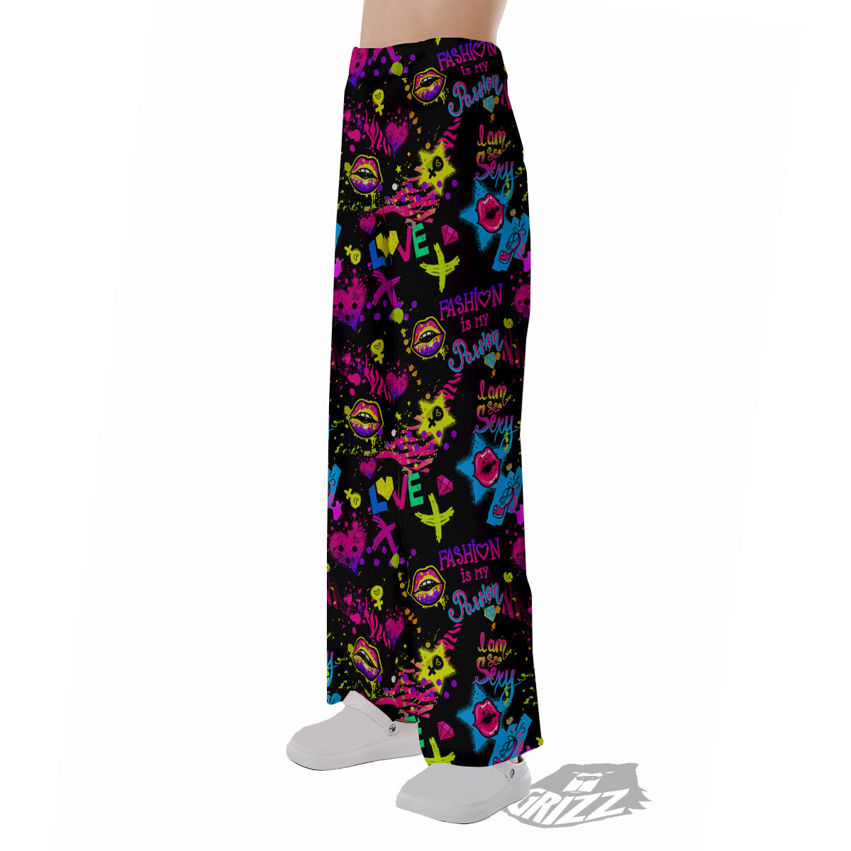 Abstract Graffiti Girlish Spray Paint Print Pattern Pajama Pants-grizzshop