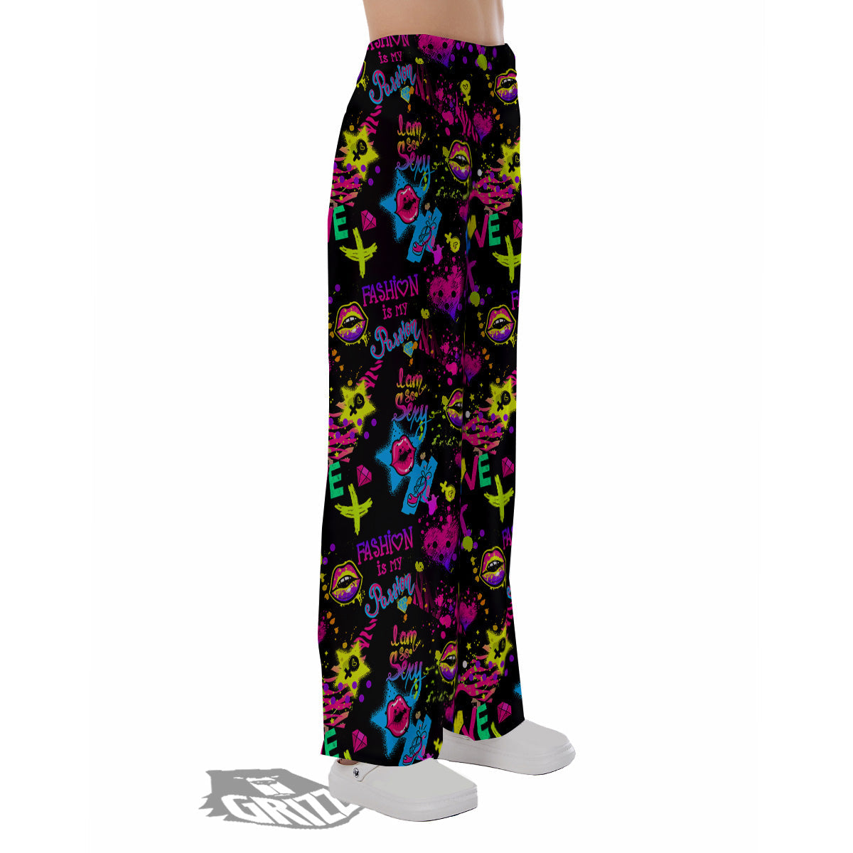 Abstract Graffiti Girlish Spray Paint Print Pattern Pajama Pants-grizzshop