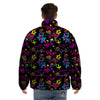 Abstract Graffiti Girlish Spray Paint Print Pattern Puffer Jacket-grizzshop