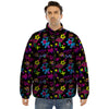 Abstract Graffiti Girlish Spray Paint Print Pattern Puffer Jacket-grizzshop