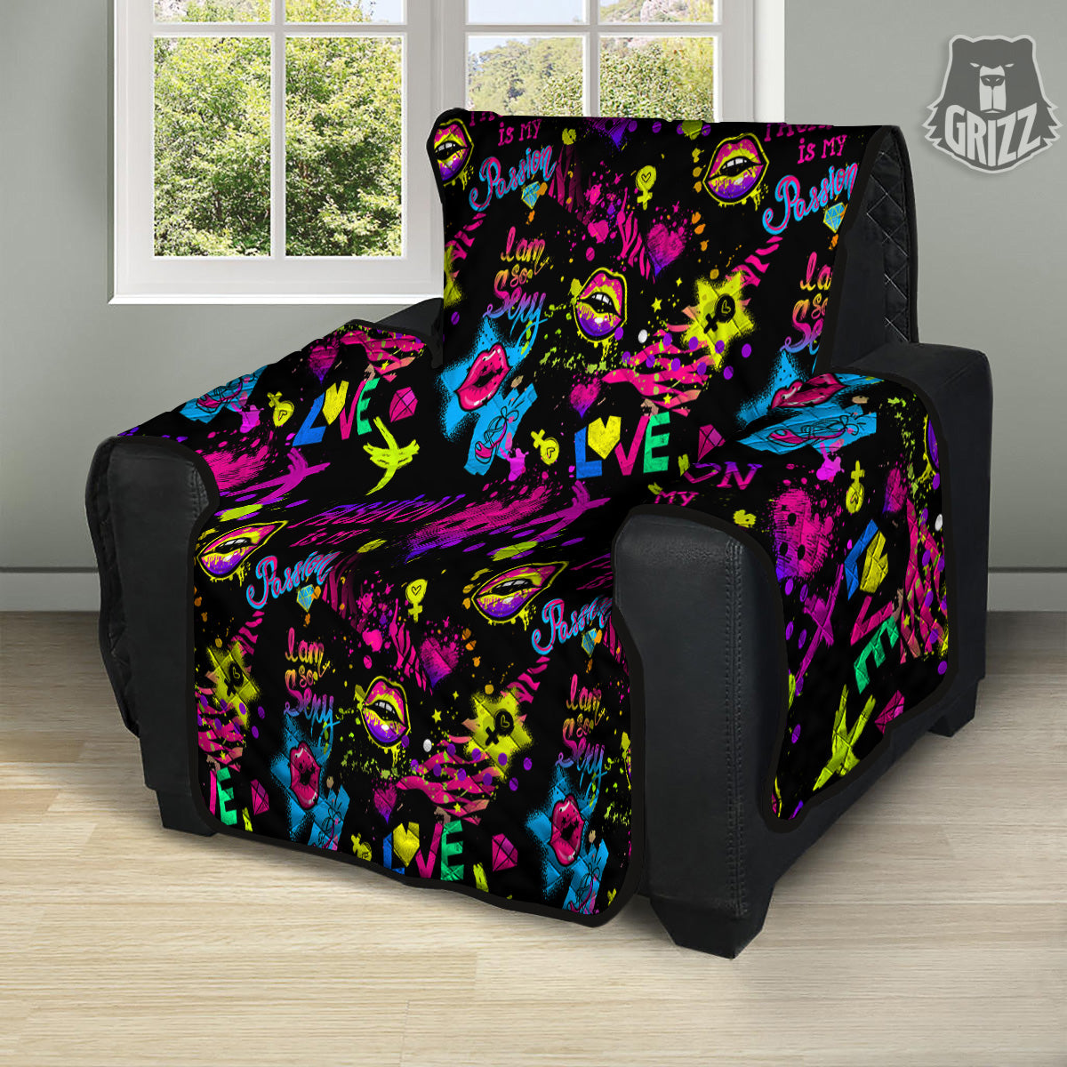 Abstract Graffiti Girlish Spray Paint Print Pattern Recliner Protector-grizzshop