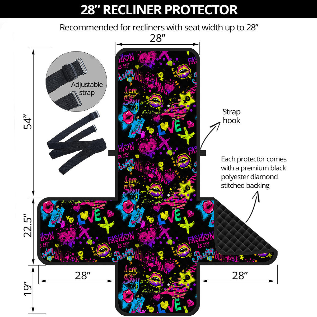 Abstract Graffiti Girlish Spray Paint Print Pattern Recliner Protector-grizzshop