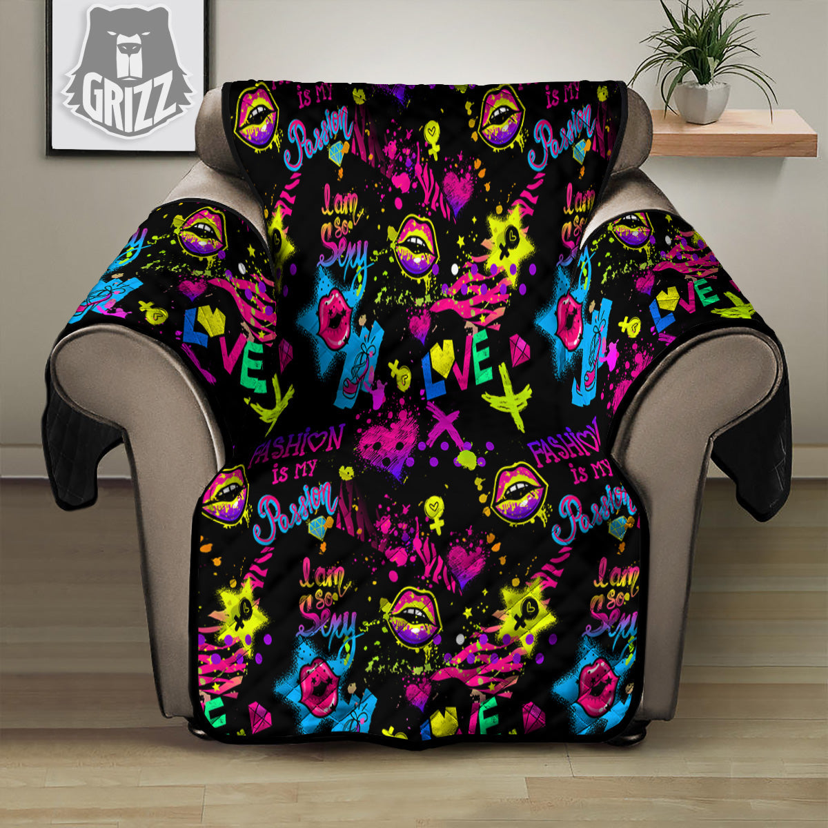 Abstract Graffiti Girlish Spray Paint Print Pattern Recliner Protector-grizzshop