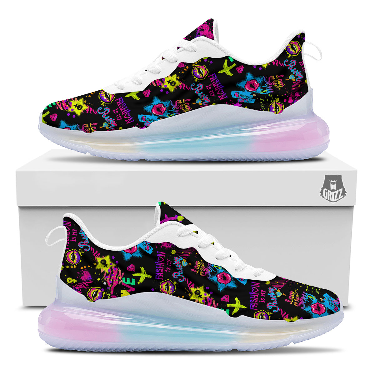 Abstract Graffiti Girlish Spray Paint Print Pattern Running Sneakers-grizzshop