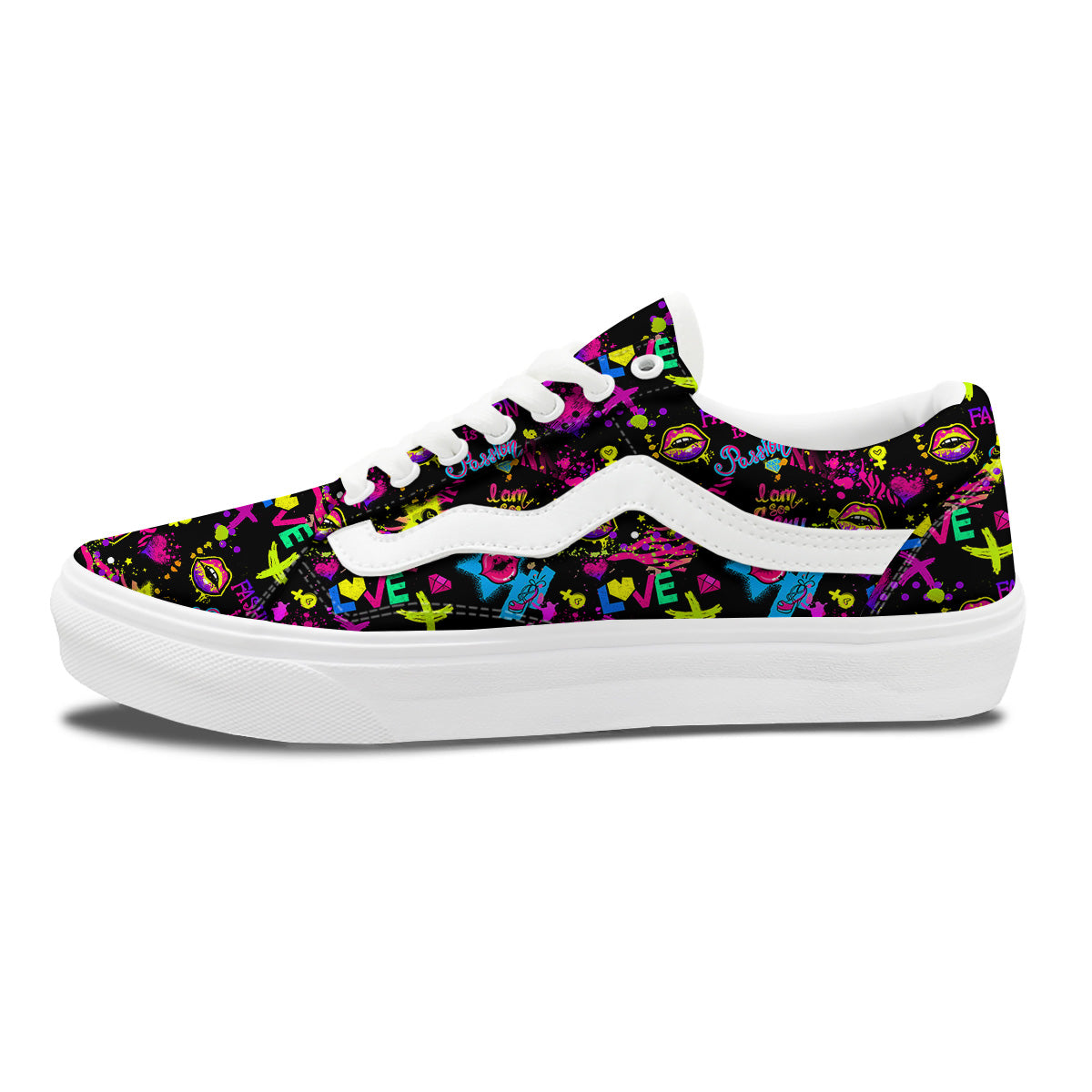 Abstract Graffiti Girlish Spray Paint Print Pattern Skate Shoes-grizzshop