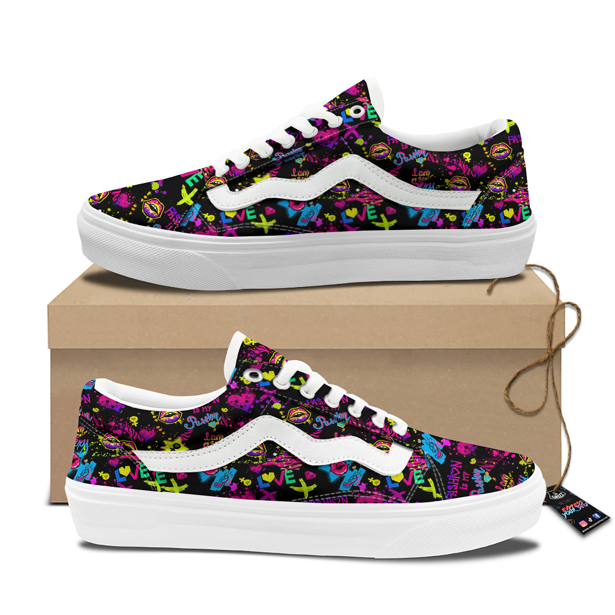 Abstract Graffiti Girlish Spray Paint Print Pattern Skate Shoes-grizzshop