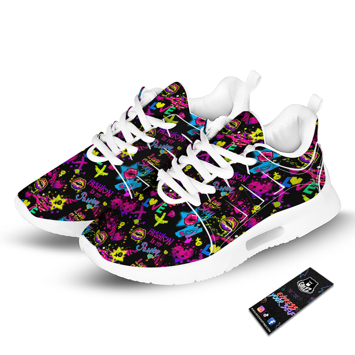 Abstract Graffiti Girlish Spray Paint Print Pattern Tennis Shoes-grizzshop