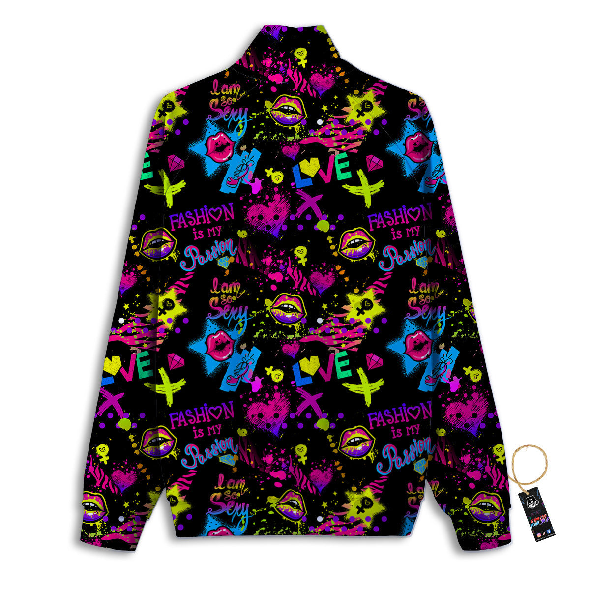 Abstract Graffiti Girlish Spray Paint Print Pattern Track Jacket-grizzshop