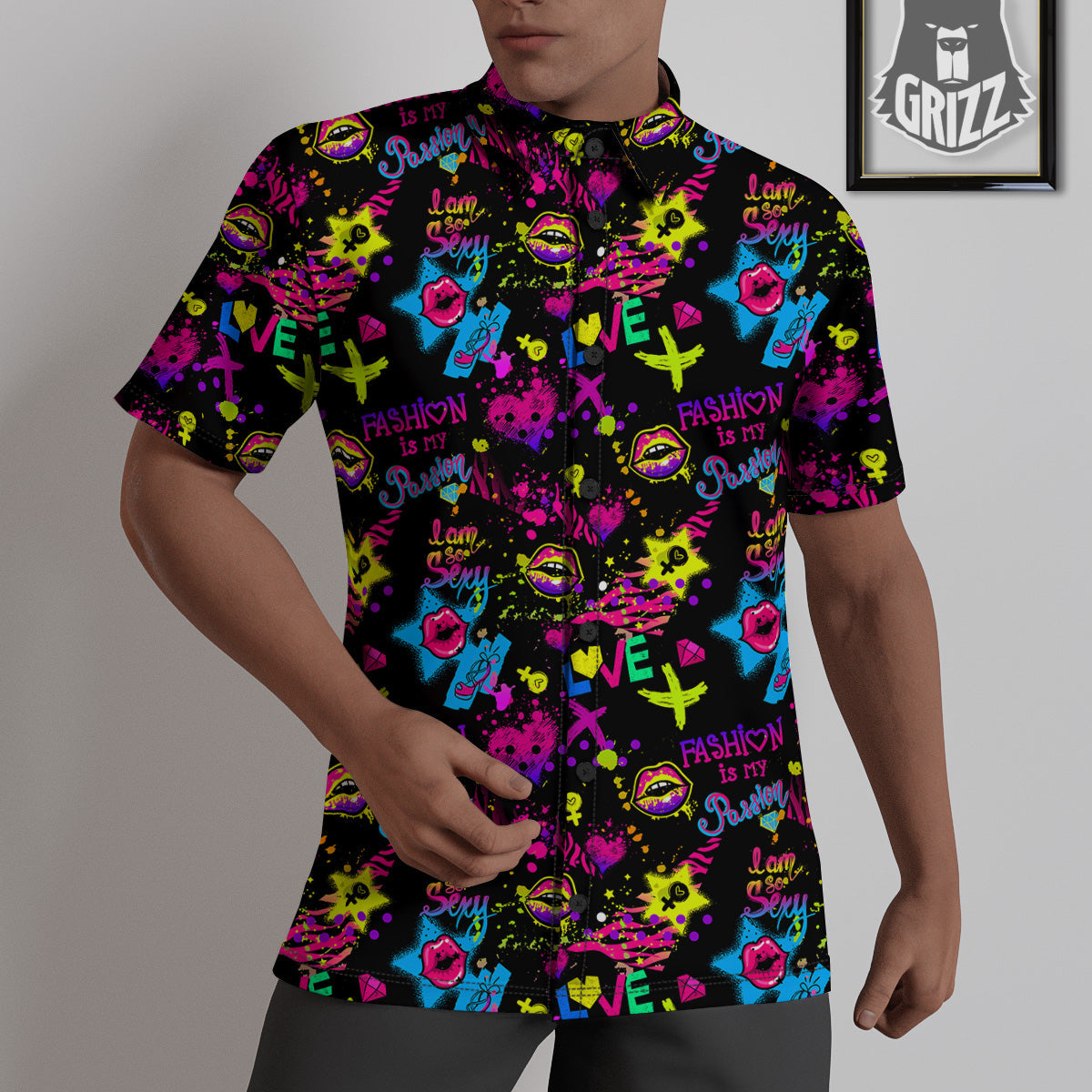 Abstract Graffiti Girlish Spray Paint Print Pattern Untucked Shirts-grizzshop