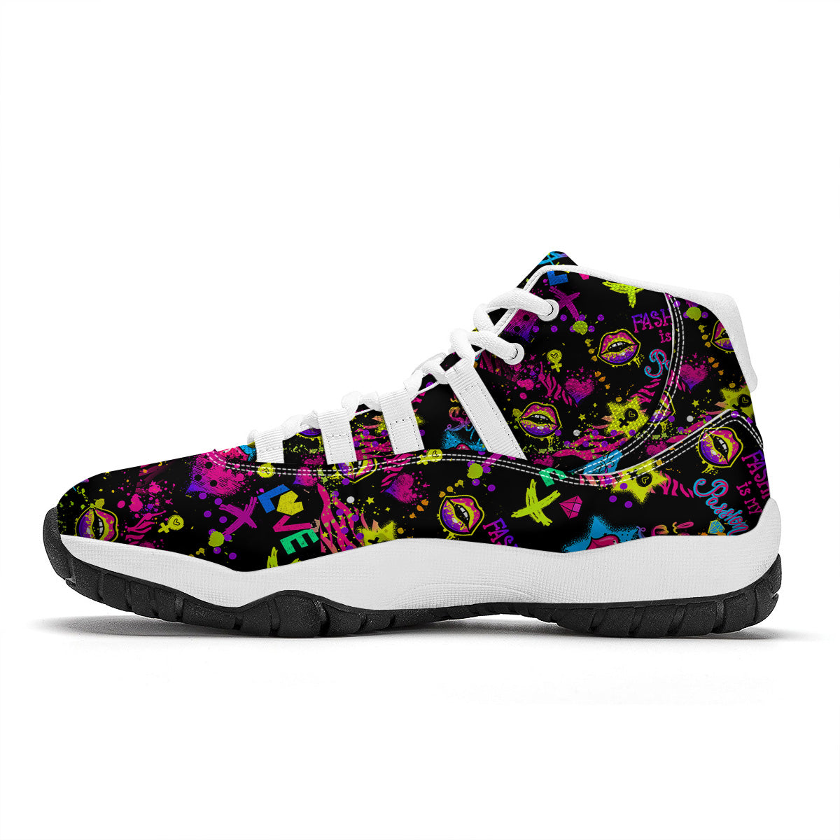 Abstract Graffiti Girlish Spray Paint Print Pattern White Bball Shoes-grizzshop