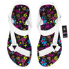 Abstract Graffiti Girlish Spray Paint Print Pattern White Open Toe Sandals-grizzshop