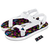 Abstract Graffiti Girlish Spray Paint Print Pattern White Open Toe Sandals-grizzshop