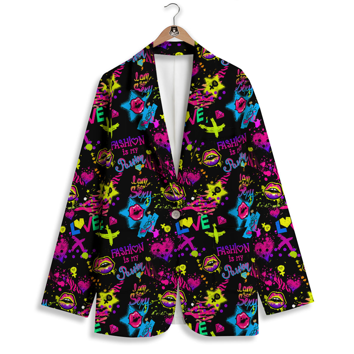 Abstract Graffiti Girlish Spray Paint Print Pattern Women's Blazer-grizzshop