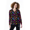 Abstract Graffiti Girlish Spray Paint Print Pattern Women's Long Sleeve Shirts-grizzshop