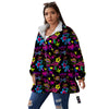 Abstract Graffiti Girlish Spray Paint Print Pattern Women's Sherpa Jacket-grizzshop