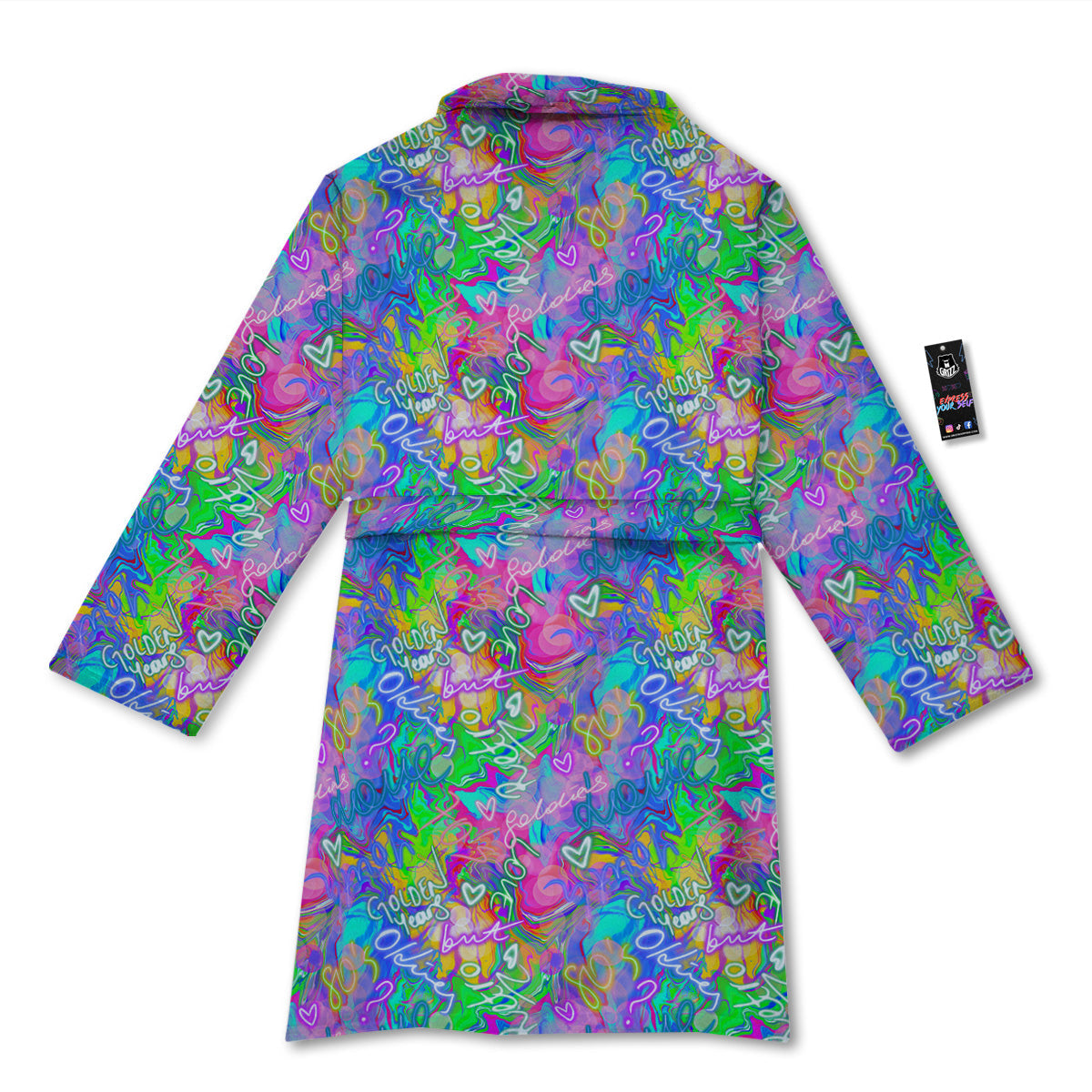 Abstract Graffiti Hand Drawing Neon Retro Print Pattern Bathrobe-grizzshop