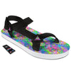 Abstract Graffiti Hand Drawing Neon Retro Print Pattern Black Open Toe Sandals-grizzshop