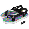 Abstract Graffiti Hand Drawing Neon Retro Print Pattern Black Open Toe Sandals-grizzshop